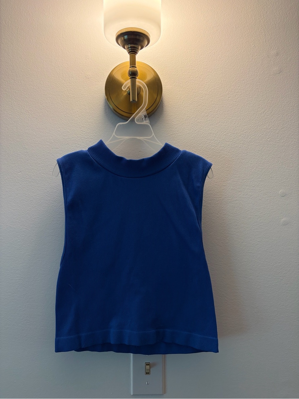 Blue Ribbed Sleeveless Top